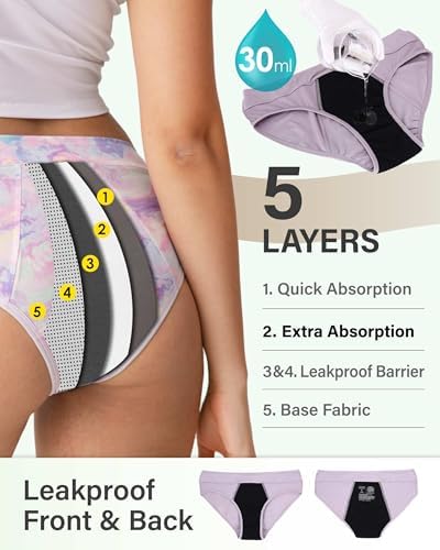 Neione Period Underwear for Women Mid Rise Menstrual Panties Modal Hipster Briefs Soft Stretch