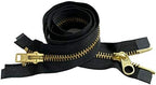 YKK #10 Extra Heavy Duty Brass Parka "2-Way" Dual Separating Jacket Zipper - Choose Your Length - Color: Black - Made in The United States (1 Zipper Per Pack) (26" Inches)