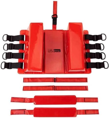 LINE2design Spine Board Head Immobilizer for Backboard - Universal EMS EMT Emergency Medical Re-usable Rescue Portable Lightweight with Adjustable Straps - Red