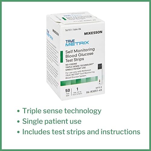 McKesson True METRIX Blood Glucose Test Strips for Diabetes [50 Strips] Self-Monitoring System