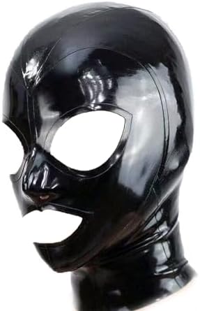 Black Latex Hood Mask Full Face Riding Hood for Party Cosplay Latex Mask for Halloween Christmas Party