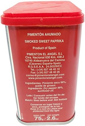 Spanish Smoked Sweet Paprika. El Angel brand since 1880. 1 Tin