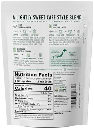 Jade Leaf Matcha Organic Vanilla Matcha Latte Mix - Lightly Sweet Japanese Matcha Green Tea Powder with Organic Cane Sugar for Café Style Blend, 5.3 Ounce / 150g (Pack of 1)