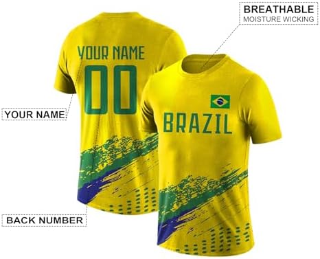 Custom Soccer T-Shirt National Flag Design Personalized Shirts Add Name Number Soccer Fans Gift for Men Women Youth