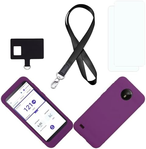 SNK Premium Cover Corner Silicone Case (Includes Lanyard + Lanyard Patch + Screen Protector) for Omnipod 5 Receiver (Continuous Glucose Monitoring) (Purple)