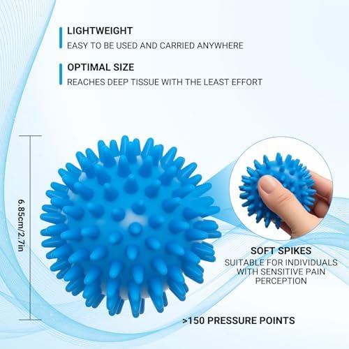 3PCS Spiky Massage Balls Set for Back, Feet, Hands, Muscles, Soft Spiked Massager Rollers for Plantar Fasciitis Relief, Myofascial Release, Acupressure and Stress Relief，2.7 Inch