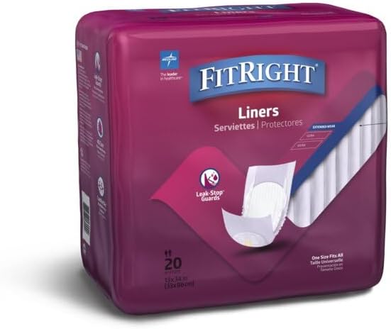 FitRight Restore Incontinence Liners, Maximum Absorbency, 13" x 30", 20 Count
