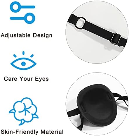 2PCS Eye Patch, Medical Eye Patches for Adults, Adjustable 3D Eye Patch, Soft Amblyopia Lazy Eye Patches for Left or Right Eyes, for Adults and Kids (Black, Blue)