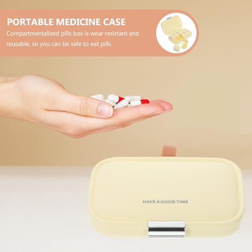 Portable Medicine Organizer Pill Box Small Cream White Sealed Detachable Daily Use Pill Case for Travel and Pocket Storage