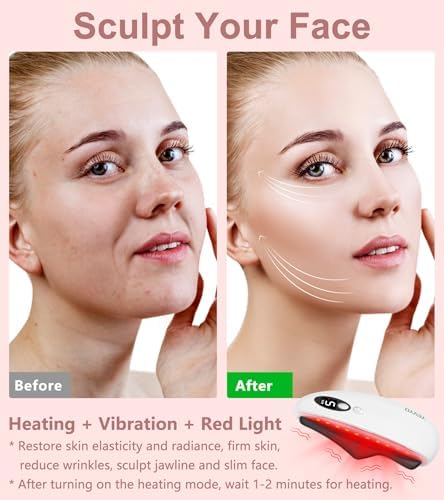 Gua Sha Facial Tool, Electric Black Obsidian Guasha Tool for Face, Chin, Neck, Body, Heated Vibrating Massage Gua Sha Stone for Face Sculpting