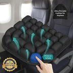 Inflatable Travel Seat Cushion for Airplane - Portable Air Pad with Built-in Pump for Long Flights & Car Rides - Ergonomic Tailbone Pain Relief for Office Chair, Wheelchair, Stadium