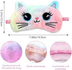 2 Pcs Sleep Mask for Kids, Soft Fuffy Plush Sleeping Eye Shade, Comfortable Cute Animal Blindfold Eye Cover for Women, Men and Kids Travel Nap Sleeping (Cat)