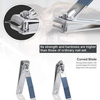 18 Pieces of Stainless Steel Nail Trimming and Beauty Kits - Nail Clippers, Nail Files, Tweezers, Nose Scissors, Eyebrow shavers, Ear Spoons, Blue Leather suitcases.