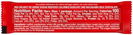 Red Delight Hazelnut and Macadamia Milk Chocolate Snack Bars - Pack of 24 Diamond-Shaped Milk Chocolates (22.08oz) with Rich Cocoa Flavor - European-Style Chocolates - No Added Sugar and Kosher