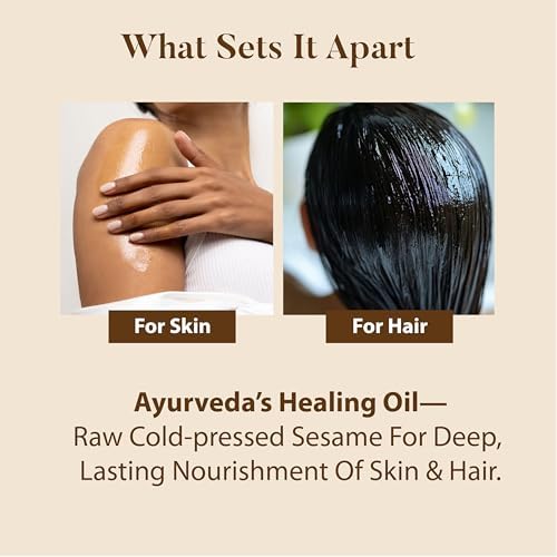 OHRIA Ayurveda Cold Pressed Raw Sesame Hair Oil, 6.76 Fl Oz