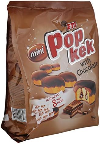 Eti Popkek Mini Cake With Chocolate, Turkish, Pack of 3 x 8 Mini Cakes