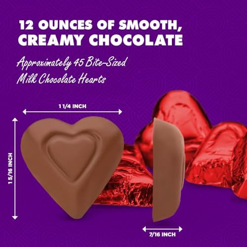 Madelaine Milk Chocolate Mini Hearts Individually Wrapped in Red Foil - Easter Candy Basket Fillers for Gifts & Treat Bags, 12 oz