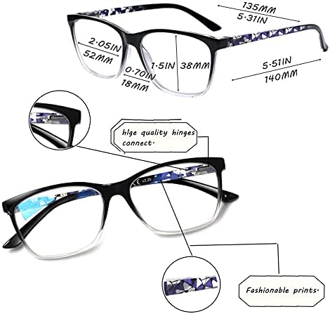 SIGVAN Ladies Reading Glasses Blue Light Blocking Spring Hinge Fashion Pattern Print Eyeglasses for Women