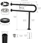 Toilet Support Rail w/Toilet Paper Holder 31.5x28 Inch, ZUEXT Wall to Floor Matte Black Anti-slip Handicap Grab Bar for Bathroom,Stainless Steel Safety handrails with Leg for Elderly Disabled Pregnant