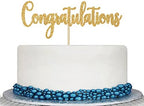 Gold Glitter Congratulations Cake Topper - Congrats Cake Topper - Graduation, Wedding, Retirement, Birthday, Anniversary, Celebration Party Decorations