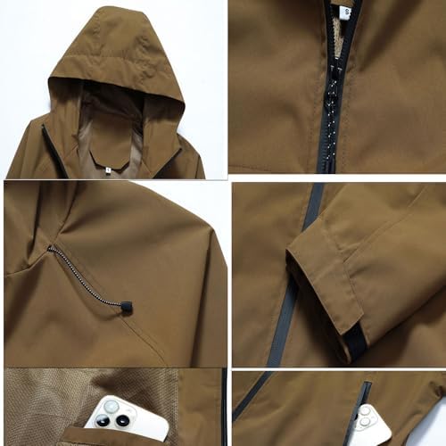 Men's Lightweight Windbreaker Jacket for Outdoor Water-Resistant Casual Softshell Hooded Coat Hood