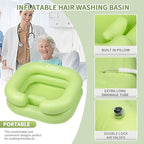 Inflatable Shampoo Basin - Portable Shampoo Bowl, Hair Washing Basin for Bedridden, Disabled,Injured, Hair Wash Tub for Dreadlocks and at Home Sink Washing (Green, 15in Inner)