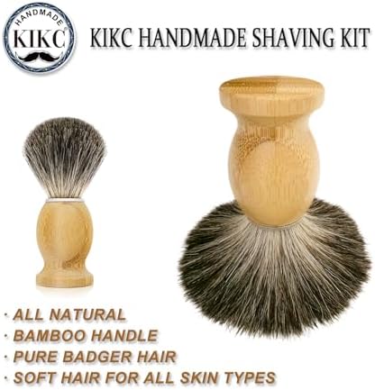 Hand Crafted Pure Badger Shaving Brush for Wet Shave, Comfortable Bamboo Handle, Soft Bristle, Best Gift for Bearded Man