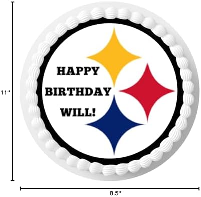 Edible Cake Toppers Steel Themed Birthday Party Edible Cake Decorations Football (7.5 inches)