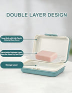 WUECO Travel Bar Soap Dish Holder for Shower, Waterproof Soap Case with Lid, Portable Soap Box with Drainage Tray for Bathroom Kitchen Sinks, Gym, Hiking, Outdoor, Camping Essentials