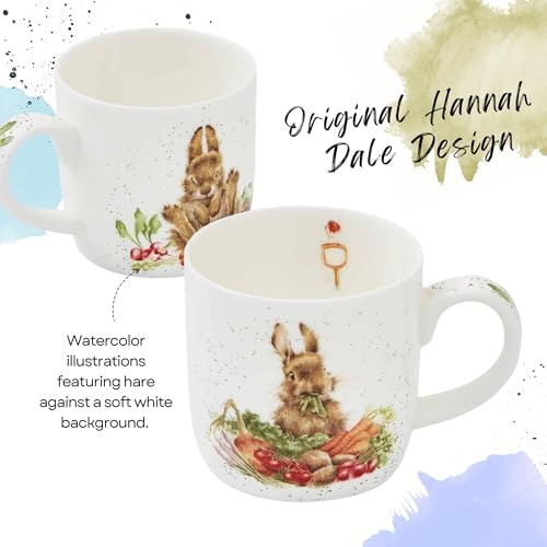Royal Worcester Wrendale Designs Grow Your Own Mug | 14 Ounce Large Coffee Mug with Hare Design | Made from Fine Bone China | Microwave and Dishwasher Safe