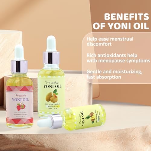 Wovarkie 3 Packs Yoni Oil for Women, 100% Natural Feminine Oil Intimate Deodorant for Women, Eliminates Odor and Ph Balanced, Feminine Serum Made with Pure Natural Essential Oils (1 fl oz/30 ml)