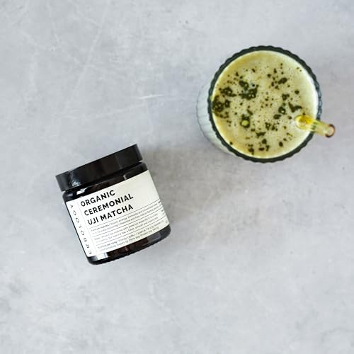 Erbology 100% Organic Ceremonial Grade Matcha 1.4 oz - Tencha Stone-Ground - Straight from Farm in Kyoto, Japan - Energizing and Stress-Reducing - Non-GMO - Recyclable Glass Jar