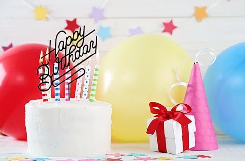 Happy Birthday Cake Topper,Acrylic cake Toppers,Birthday Party Decoration Supplie (Black)