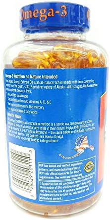 Pure Alaska Omega-3 Wild Alaskan Salmon Oil 1000mg Softgels 180-Count