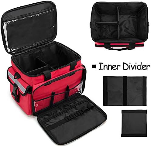 CURMIO First Aid Kits Bag Empty, Emergency Supplies Bag Medical Bag for Home Health Care and Trauma Kits, Red (Empty Bag Only)