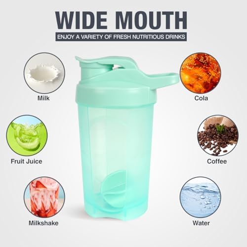 D.Y.A 16oz Shaker Bottle, Leak Proof Sports Shaker for Protein Shakes, Pre Workout & Travel, BPA Free, Green, 16oz/500ml