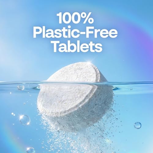 Earth Breeze Dishwasher Detergent Tablets, 60 Count, 100% Plastic-Free Tablets, Free & Clear with No Harsh Chemicals, 3-in-1 Triple Enzyme Formula, Eco-Friendly Dish Washing Pods, HE Safe, Made in USA