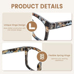JiSoo Square Oversized Reading Glasses Women 1.5, Chunky Stylish Designer Readers 1.5 Women with Spring Hinge, Blue Quartz 1.5