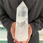 800-1000g White Crystal Column Quartz Wand Point Obelisk Ornaments