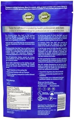 Celtic Sea Salt Fine Ground – Natural Mineral Salt, Sustainably Harvested, GMP Certified, Lab Tested – Baking, Cooking, Seasoning, Everyday Use – ½ Pound Resealable Bag