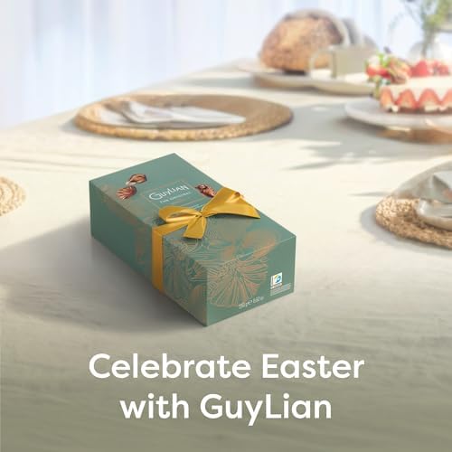 Easter Chocolate Candy Seashells, 8.82 oz, 22 pc Gourmet Hazelnut Praliné Truffles by GuyLian, White & Milk Belgian Chocolate Gift Box, Easter Basket Stuffers for Adults, Gifts for Kids