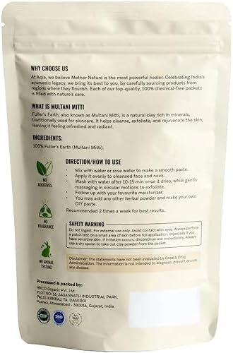Multani Mitti Powder | Indian Healing Clay | 100% Pure Fullers Earth Powder for Natural Skin Tightening Face Mask | Deep Pores Cleansing | Bentonite Clay | Tan Removal Face Pack | 8 oz