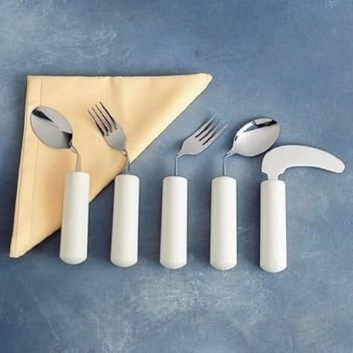 Homecraft Queens Angled Cutlery, Right-Handed Angled Fork, Lightweight Ergonomic Adaptive Fork, Cutlery with Easy-to-Grip Handles for Limited or Weak Grasp, Adaptive Utensil for Independent Eating