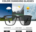 𝐒𝐦𝐚𝐫𝐭 𝐆𝐥𝐚𝐬𝐬𝐞𝐬 with Voice Assistant, Built-in Speaker and Microphone, Photochromic Blue Light Filtering Lenses, UV Protection Polarized Bluetooth Sunglasses for Men and Women (Photochromic)