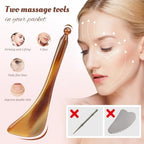 Facial Reflexology Tools Ox Horn, Dual-Ended Gua Sha Scraper Massage Pen, Fascia Release Tool for Muscle, Neck, Face, Detoxifies & Sculpted
