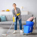 HOMCOM Commercial Mop Bucket with Side Press Wringer on Wheels for Floor Cleaning, 21 Quart, Separate Dirty and Clean Water, for Home Apartment Small Business and Office, Blue