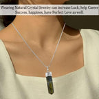 Amazing Gemstone Labradorite Crystal Pencil Point Pendant Necklace with Adjustable Cord - Natural Healing Crystals and Stones for Men, Women