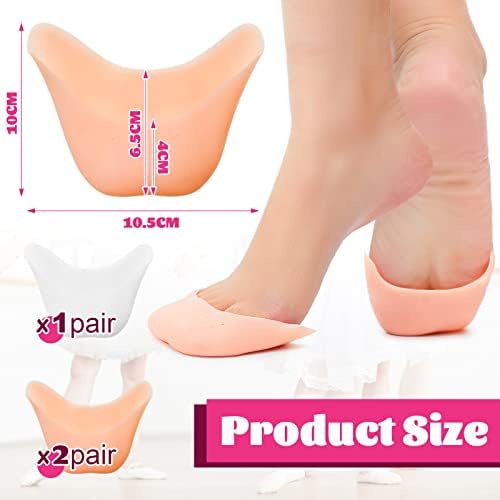 Zhanmai 6 Pcs Toe Cover Protectors for Women Silicone Toe Pouch Caps Gel Pads Pointe Shoes Protectors Gel Ballet Dance Sock Pads with Breathable Hole for Ball of Foot Metatarsal(White, Beige)