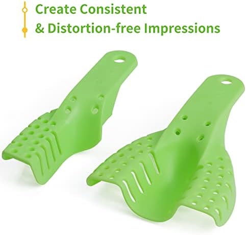 10 PCS Dental Impression Trays Disposable Plastic Small Medium Large Autoclavable Perforated Impression Trays Set Green