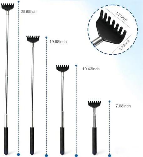 2 Pack Back scratchers Set,Rubber Handles and Stainless Scratch Heads Back Scratcher Extendable,for Back,Neck,Shoulders,Beautiful Present Packaging Gifts for Thanksgiving,Christmas (Black)